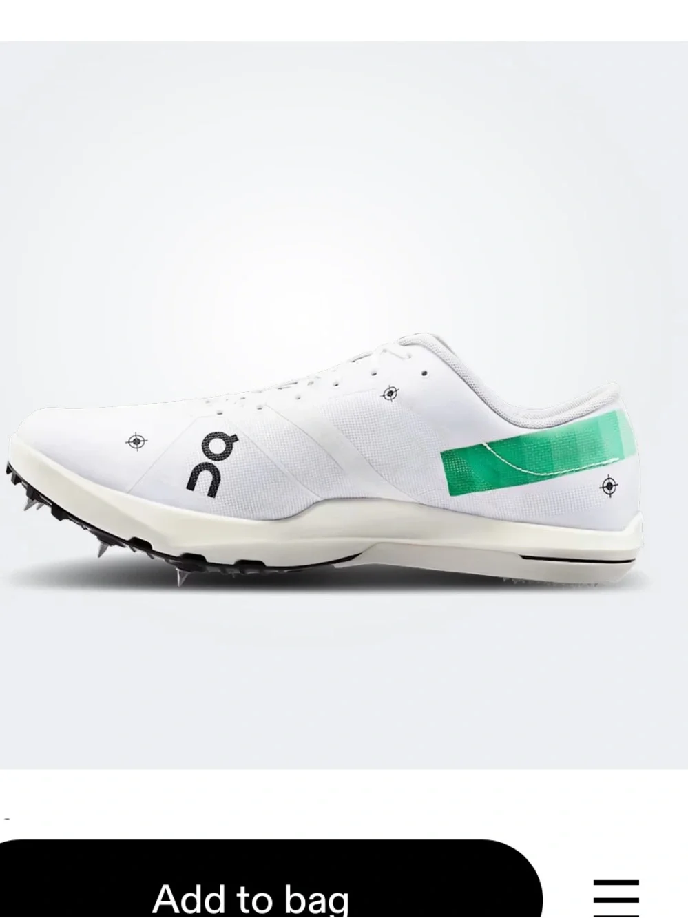 On Running Men's White and Mint Racing Spike